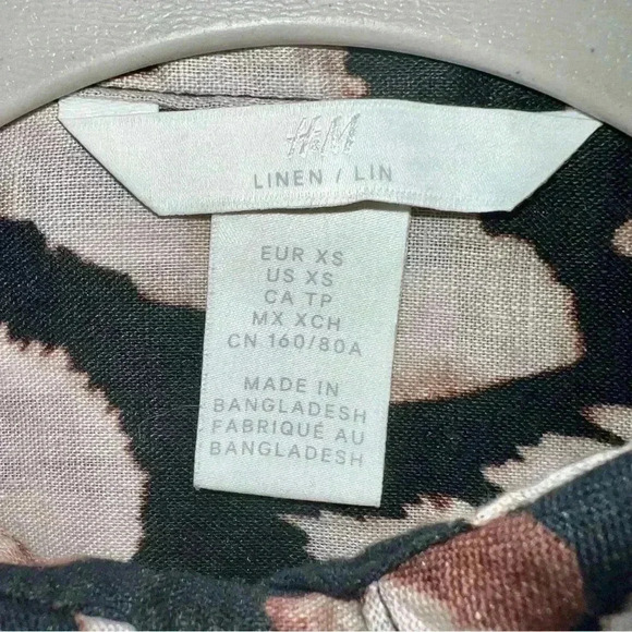 100% linen leopard print button down oversized top nwot size xs fits like M - Picture 5 of 10